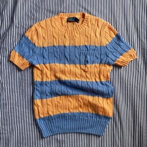Ralph Lauren Orange and Blue Crewneck Sweater